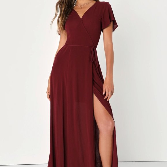 Lulu maroon wrap long dress never worn with tags XL - Picture 1 of 1
